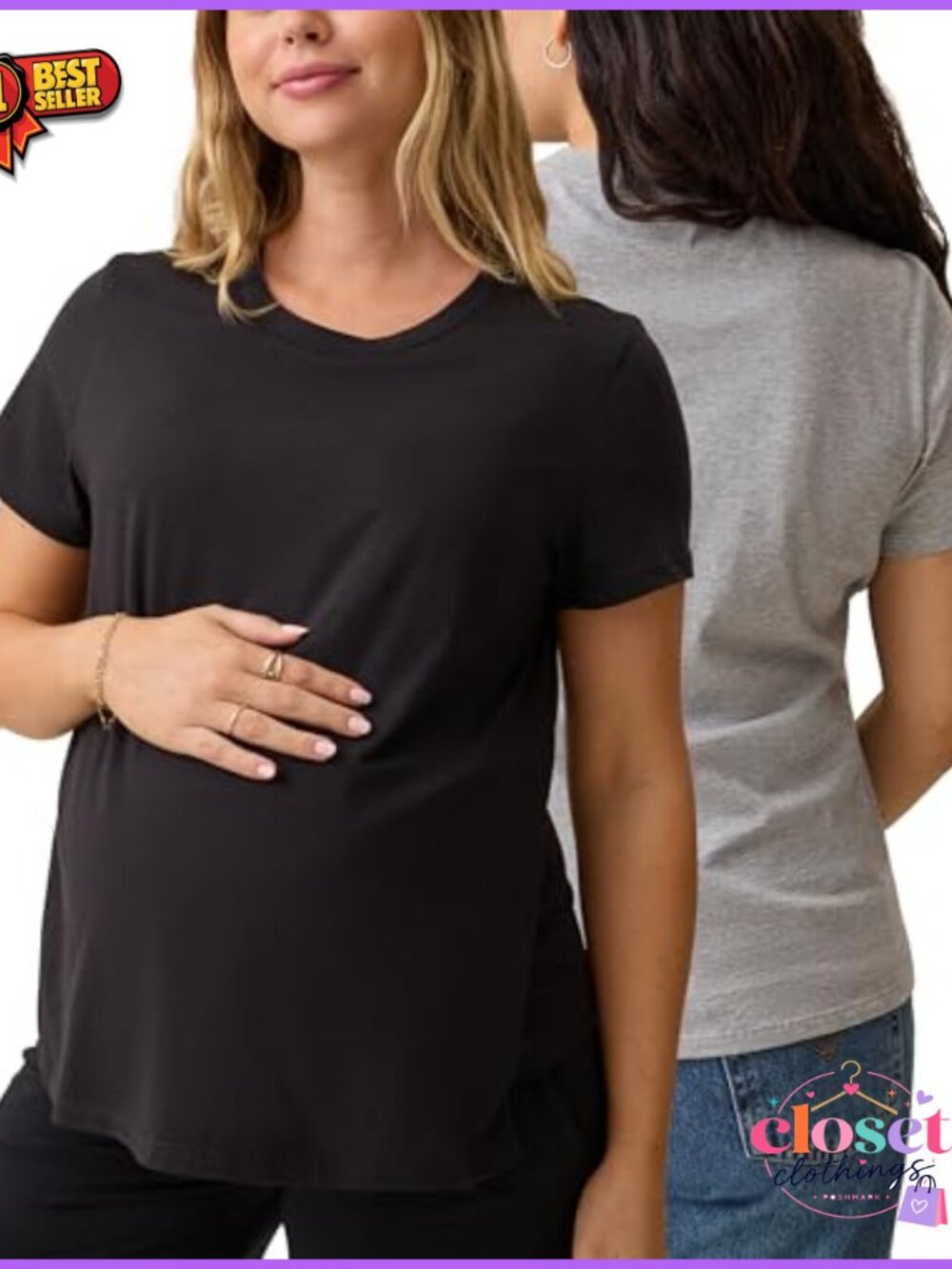 Nursing Tee 2-Pack Cotton Shirts Breastfeeding Maternity